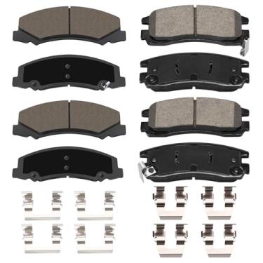 Imagem de HECHENQICHE Conjunto de pastilhas de freio de cerâmica dianteiras e traseiras com ferragens para Buick Allure/LaCrosse 2008-2009 e Chevy Impala 2006-2010/Monte Carlo 2006-2007