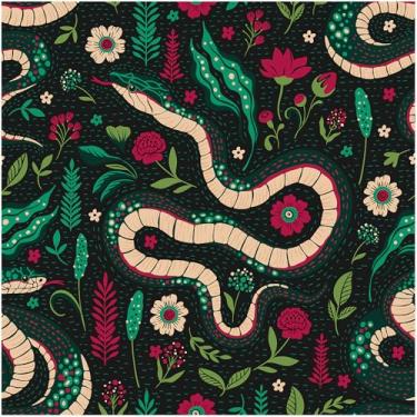 Imagem de Floralplus Papel de parede de cobra selva removível vintage floral removível papel de parede amigável para quarto animal tropical papel de contato para bancada 44,5 x 299,7 cm