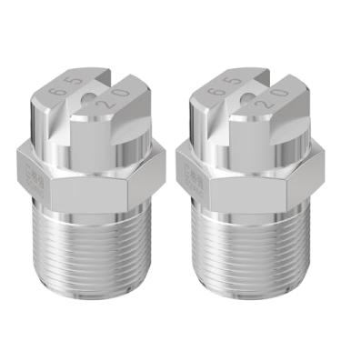 Imagem de Skweawert Ponta de pulverização de ventilador plano de 65 graus, rosca macho 1/4 BSPT 2,8 mm de diâmetro do orifício, bocais de pulverização de aço inoxidável para vassoura de água e limpador de