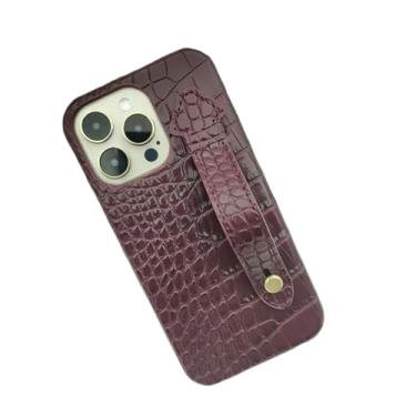 Imagem de IRTGFG Para iPhoe 15, alça de pulso adequada, capa de telefone, suporte, capa de couro (para iPhoe 15/vinho tinto)