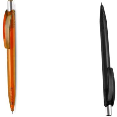 Imagem de Caneta plástica esferográfica retrátil escrita em azul rdfdtyft (Laranja e Preto)