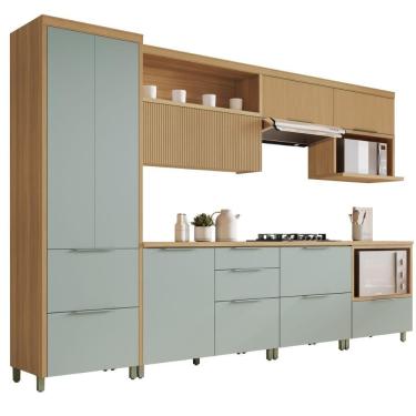 Imagem de Armário De Cozinha Completa 100% Mdf 7 Portas 7 Gavetas Mariah Nesher Madeirado / Verde