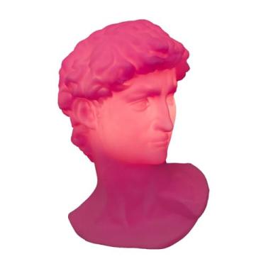 Imagem de Luminária de Mesa 3D de Acrílico com Design de Escultura Grega Davi | Abajur Decorativo Temático Rosa para Quarto e Sala de Estar