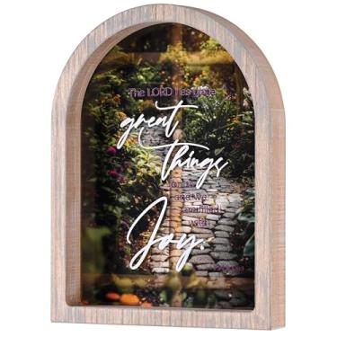 Imagem de Dicksons Decoração de parede cristã inspiradora para pendurar na parede rústica com janela arqueada de 28 x 38 cm vidro com moldura de madeira envelhecida Lord Has Done Great Things