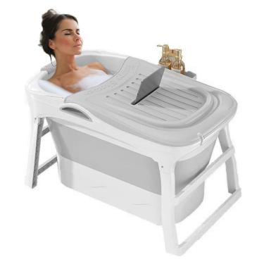 Imagem de Banheira Ofurô Dobrável Portátil 210 Litros Adulto 112 Cm Vg+ Cinza