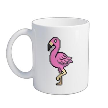 Imagem de Caneca Xícara de Café Porcelana 300ml Ilustração Flamingo Rosa