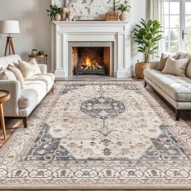 Imagem de LUMI Tapete lavável para sala de estar, tapetes tradicionais ultra macios 20 x 25 cm, antiderrapante, com suporte de borracha, perfil baixo, alto tráfego, tapetes resistentes a manchas, ideal para