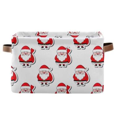 Imagem de Recipientes de armazenamento retangulares dobráveis – caixa de armazenamento de lona dobrável para banheiro, roupas Papai Noel branco festivo 1 pacote