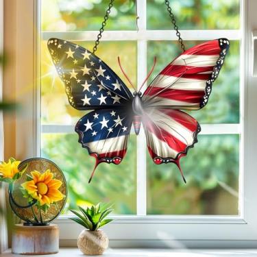 Imagem de Apanhador solar de acrílico colorido, apanhadores de sol, bandeira nacional, decoração de janela pendurada, arte de parede de arco-íris, para varanda, interior e exterior, jardim, enfeites de Natal