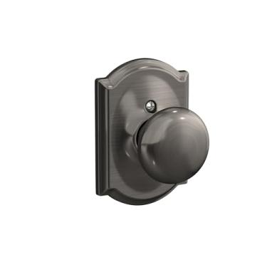 Imagem de SCHLAGE Maçaneta Plymouth com trava que não gira Camelot, estanho antigo (F170 PLY 620 CAM)