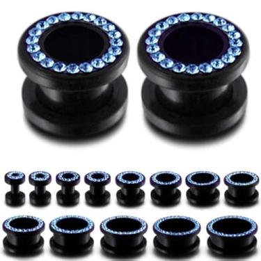 Imagem de (1 par) 8G, 3 mm, 6G, 4 mm, 4 g, 5 mm a 0 g, 8 mm, 00 g, 10 mm a 1 polegada, 26 mm, alargadores de orelha de zircônia cúbica