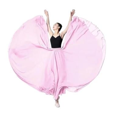 Imagem de Saia rodada feminina flamenco de círculo completo de 720 graus, fantasia de dança espanhola, saia em camadas com borda de babados, 720, Algodão