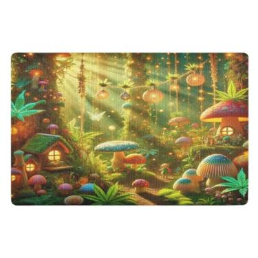 Imagem de Joisal Tapete de boas-vindas da floresta de cogumelos mágicos, tapetes para cães, durável, 81 x 50 cm