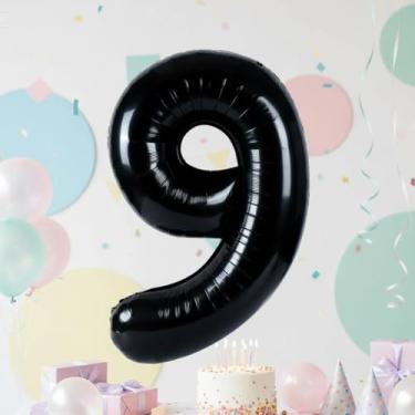 Imagem de 1 peça, balões digitais pretos de 81 cm, decoração de festa de aniversário, globos de aniversário, artigos de festa de balão, adereço de foto, arranjo de decoração de cena de aniversário de