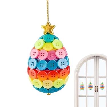 Imagem de Kit de Fabricação de Enfeites de Botão,Decoração Casa Coelho Da Páscoa - Kit de Material para Artesanato com Botões e Corda | Para Crianças Adultos Sala Quarto Porta Janela Parede Aula Aniversário