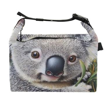 Imagem de TSENQUE Lancheira personalizada fofa com folhas verdes coala para mulheres lancheira floral animal para trabalho bolsa térmica térmica para adultos