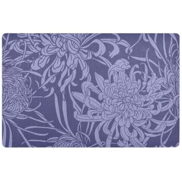 Imagem de TSENQUE Tapete de porta de crisântemo floral personalizado violeta engraçado decoração de varanda tapetes de porta interna para entrada de casa tapete de porta da frente outono 81 cm x 50 cm
