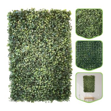Imagem de 2 Placas Jardim Vertical Buchinho Grama 60x40 Artificial Painel Verde Jardim Planta Parede Muro Inglês