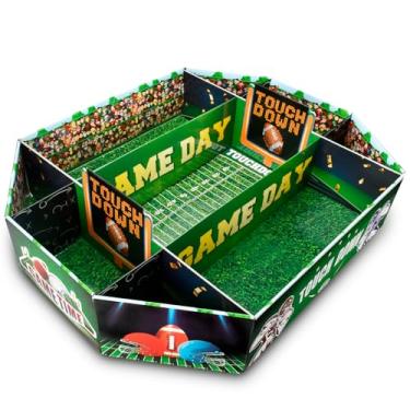Imagem de Conjunto de bandejas de lanche de futebol: porta traseira, conjunto de bandejas de comida de aniversário e festa - 1 peça, tamanho grande, bandejas de lanche de dia de jogo para festas, perfeitas para