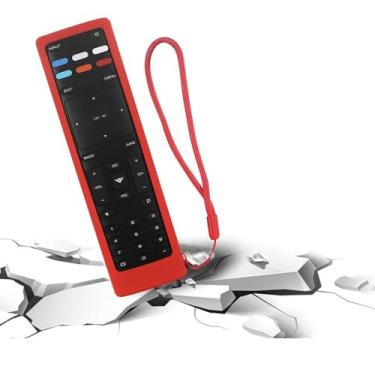 Imagem de Capa para controle remoto de TV Vizio XRT136 XRT140, capa protetora de silicone lavável, à prova de choque, antiperda com cordão (vermelho)