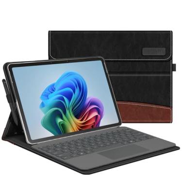 Imagem de Fintie Capa para Microsoft Surface Pro 12 polegadas 1ª edição (2025), carteira de visualização de vários ângulos com bolso e suporte de caneta, compatível com teclado tipo capa (preto/marrom)