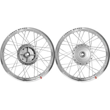 Imagem de Par Roda Three Heads Alumínio Polido Titan 150 04/13 Tambor