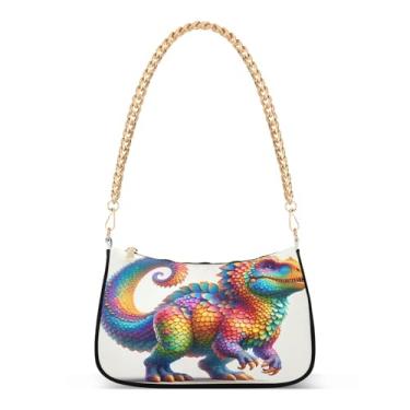 Imagem de Bolsa de ombro colorida de desenho animado, linda bolsa de mão média para mulheres, bolsa Hobo moderna com grande capacidade e vários estilos de transporte