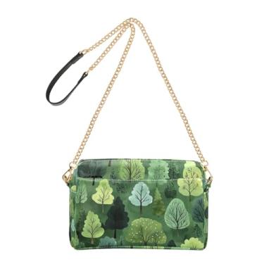 Imagem de Joitme Bolsa de ombro feminina transversal verde floresta bolsa para celular bolsa alça de couro PU bolsa de ombro