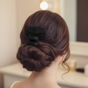 Imagem de Clipes de volume de cabelo de flor de strass com almofada de cabelo de pente elegante antiderrapante invisível para cabelos fofos com inserções de esponja, penteados volumosos e volumosos para