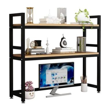 Imagem de Estante de mesa de 2 camadas para mesa de computador – prateleira de mesa de computador industrial, prateleira multiuso para bancada, suporte organizador de mesa ajustável, para prateleira de exibição