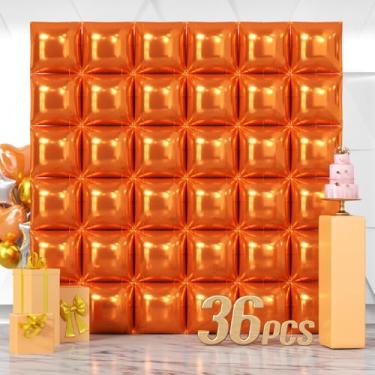 Imagem de NISOCY 36 peças de balões quadrados laranja para parede, conjunto de arco de balão laranja dupla face para aniversário, formatura, casamento, Dia das Bruxas, Ação de Graças, chá de bebê, decorações de