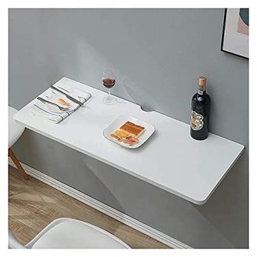 Imagem de Mesa de parede montada na parede, mesa dobrável, mesas flutuantes para espaços pequenos, mesa de parede dobrável multiuso para escritório/bar doméstico/cozinha e sala de jantar (cor: branco, tamanho