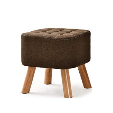 Imagem de Banqueta de apoio para os pés/descanso para os pés Banqueta multifuncional de moda artesanal banco de sofá adulto, banco de tecido, banquinho de madeira maciça pernas banquinho para pés (cor: marroma
