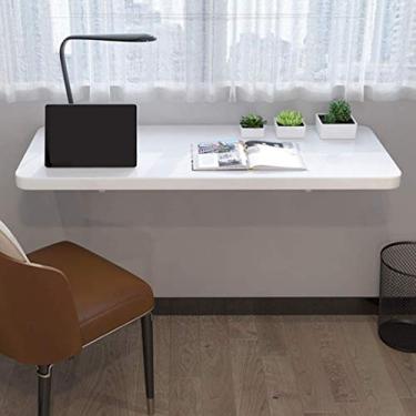 Imagem de Bancada de trabalho dobrável montada na parede, mesa de jantar, mesa de jantar, mesa de jantar, mesa de laptop dobrável simples flutuante branca