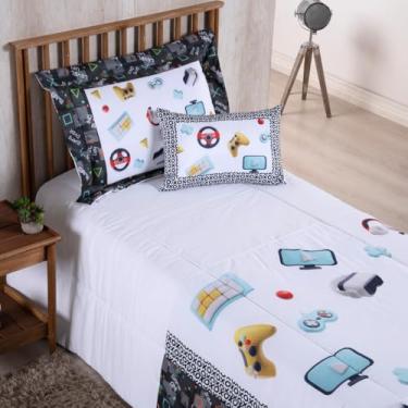 Imagem de Kit 4 Peças Edredom Estampado Boy Solteiro 300 Fios (Jogos)