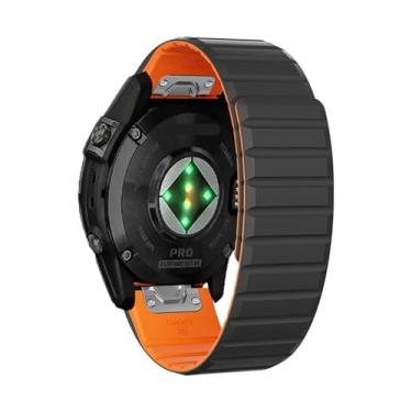 Imagem de Clouism Pulseiras Fenix 8X Sport Fenix 7X Sport de 22 mm e 26 mm para Garmin Fenix 7/Fenix 6/Fenix 5/Fenix 6X Pro/Fenix 3/HR/Descent MK1/D2 Delta PX/D2 (preto, laranja, 26 mm)
