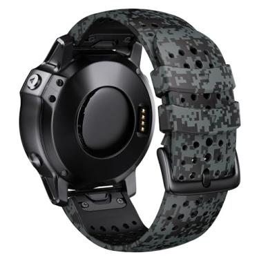 Imagem de TIOYW Pulseira esportiva de silicone Garmin Fenix 8X Fenix 7X de 26 mm para Fenix 6X/6X Pro/5X Plus/Tactix 7 Pro/Enduro 2/Fenix 3/Descent Mk2 (camuflagem digital)