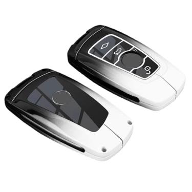 Imagem de Capa de chave de carro em liga de zinco compatível com BMW 1 3 5 7 Série X1 X3 X4 X5 F10 F15 F16 F20 F30 F18 F25 M3 M4 E34 Acessórios(B-white)