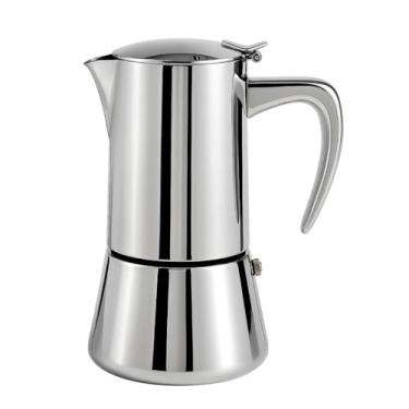 Imagem de Natier Cafeteira espresso de aço inoxidável com redutor – Cafeteira italiana Moka, compatível com indução e válvula de segurança (10 xícaras)