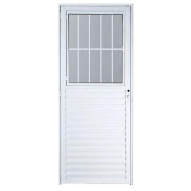 Imagem de Porta social 2,10x90 lado ESQUERDO no alumínio branco - Prisma, CPF, J