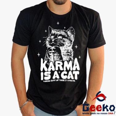 Imagem de Camiseta Taylor Swift 100% Algodão Karma is a Cat Pop Geeko, Preto gol
