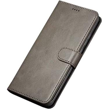 Imagem de FULNES Capa de telefone com suporte fólio, para Apple iPhone 14 Pro Max Case 2022 fivela magnética carteira de couro [porta-cartão] (cor: cinza)