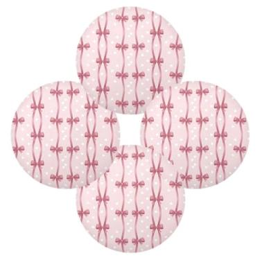 Imagem de Wassud Jogo americano conjunto de 4 tapetes de mesa redondos para cozinha e jantar tapetes laváveis resistentes ao calor para decoração de mesa 39 cm