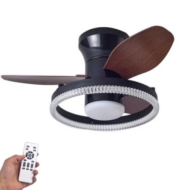 Imagem de Ventilador de teto de 88 cm com luz e controle remoto, 6 velocidades reversíveis, ventilador com lâmpada LED de 56 W silencioso, ventilador de teto com luz, moderno, adequado para quarto inf