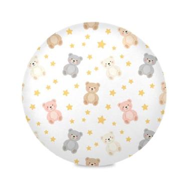 Imagem de Wassud Jogo americano ursos estrelas tapetes de mesa redondos para cozinha e jantar tapetes laváveis resistentes ao calor decoração de mesa 39 cm