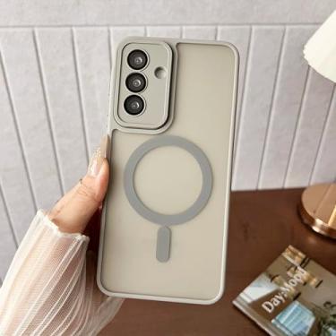 Imagem de Capa de luxo fosca com carregamento magnético sem fio para Samsung Galaxy S25 Ultra S24 Fe S23 Plus A56 A36 A26 A17 A07 (para A36/Cinza)