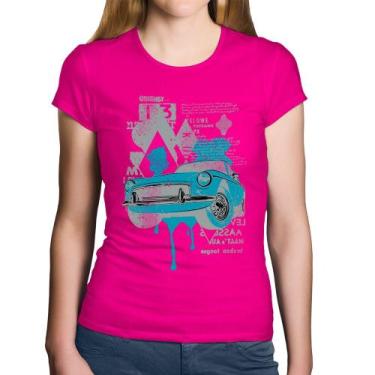 Imagem de Baby Look Algodão Vintage Classic Car Painting - Foca na Moda, Rosa, G