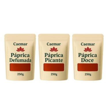 Imagem de Kit Páprica 100% pura 250 gr cada - Doce, Picante e Defumada - Genéric