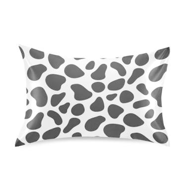 Imagem de Wassud Fronha de cetim com estampa de vaca para cabelo e pele fronhas de seda lisa tamanho padrão capas de travesseiro respiráveis com fecho de envelope