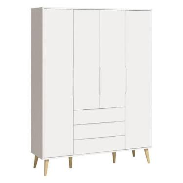 Imagem de Guarda Roupa Infantil Retrô Elfe Branco Acetinado Natural - Reller - R